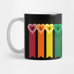 Rainbow Love: Celebrate LGBTQ+ Pride with Heart-shaped Balloons Mug